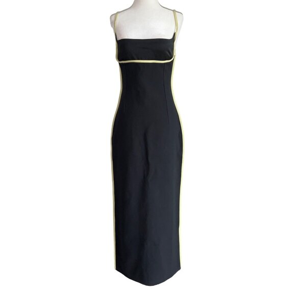 Paris Georgia Womens Dress in Black Leather Lime Small New Midi Cocktail - Picture 4 of 16